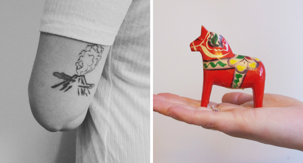 A volcano tattoo and a Dala Horse. Things that represents the maker and face behind the jewellery brand Linda Sääv Jewellery. Read her blog post to learn how and why she became a maker of jewellery.