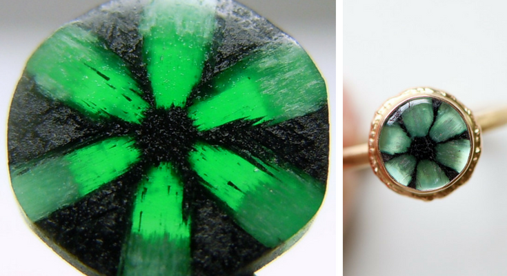 Raw Trapiche Emerald and Trapiche Emerald Ring