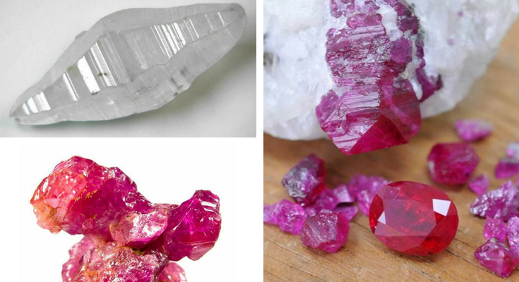 Colourless and Pink Ruby Crystals